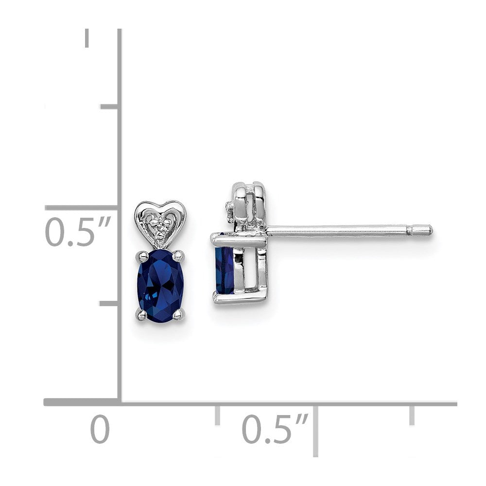 Sterling Silver Rhodium-plated Created Sapphire u0026 Diamond Earrings