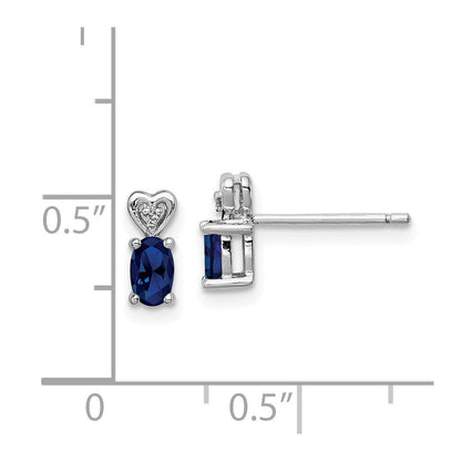 Sterling Silver Rhodium-plated Created Sapphire u0026 Diamond Earrings