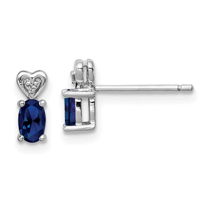 Sterling Silver Rhodium-plated Created Sapphire u0026 Diamond Earrings