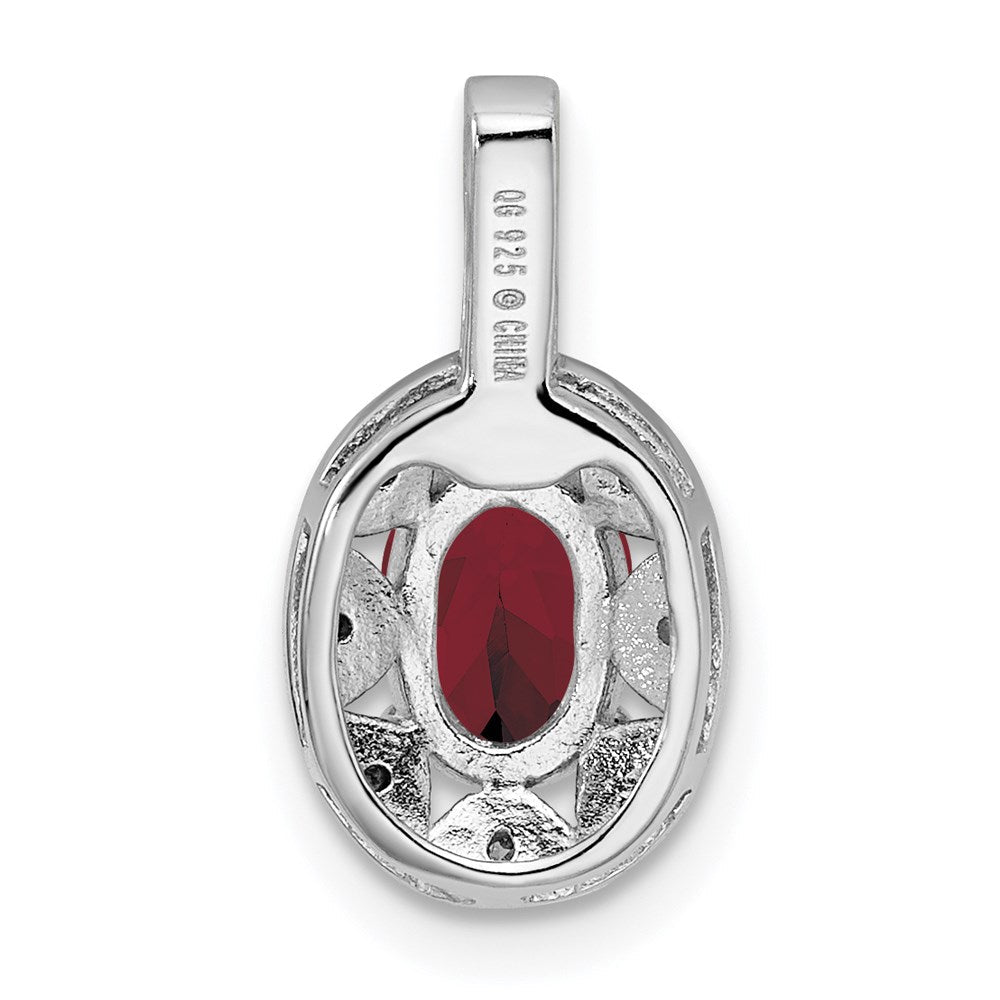 Sterling Silver Rhodium-plated Diamond u0026 Created Ruby Pendant