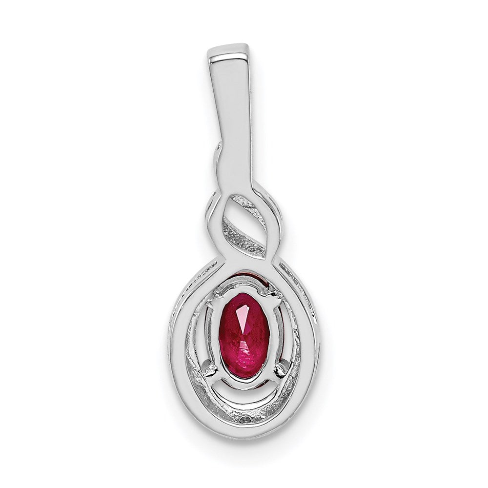 Sterling Silver Rhodium-plated Created Ruby u0026 Diamond Pendant