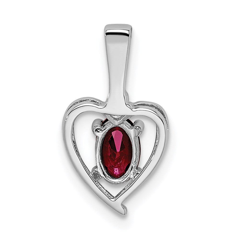 Sterling Silver Rhodium-plated Created Ruby u0026 Diamond Pendant