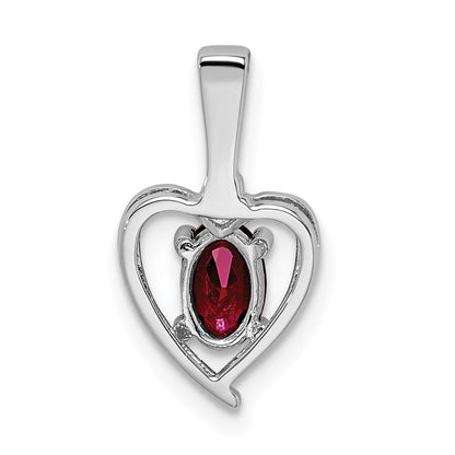 Sterling Silver Rhodium-plated Created Ruby u0026 Diamond Pendant