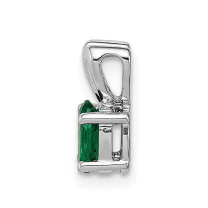Sterling Silver Rhodium-plated Created Emerald Pendant