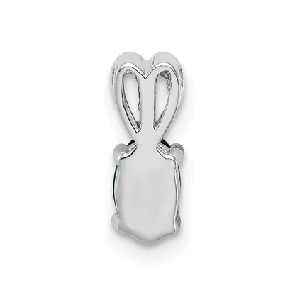 Sterling Silver Rhodium-plated Created Emerald Pendant
