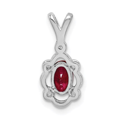 Sterling Silver Rhodium-plated Created Ruby u0026 Diamond Pendant