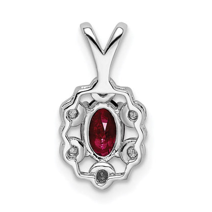 Sterling Silver Rhodium-plated Created Ruby u0026 Diamond Pendant