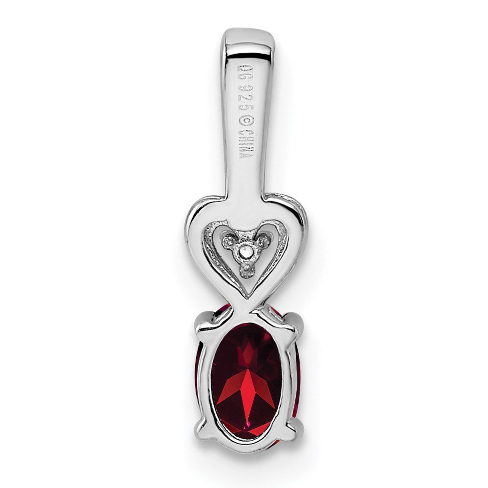 Sterling Silver Rhodium-plated Created Ruby u0026 Diamond Pendant