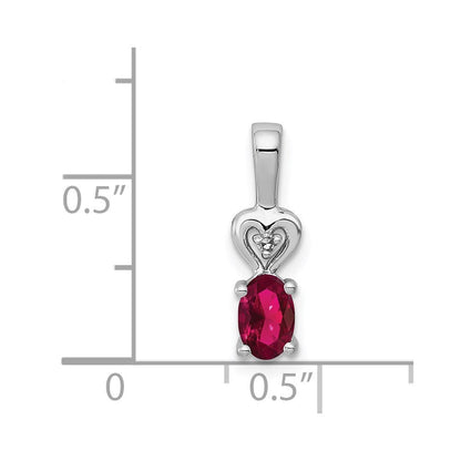 Sterling Silver Rhodium-plated Created Ruby u0026 Diamond Pendant