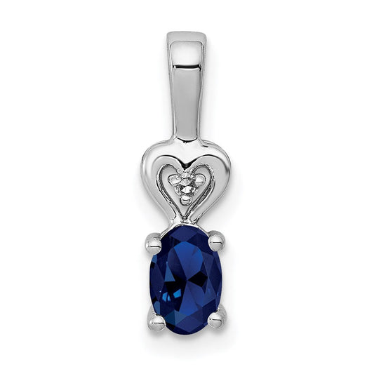 Sterling Silver Rhodium-plated Created Sapphire u0026 Diamond Pendant