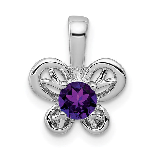 Sterling Silver Rhodium-plated Amethyst Pendant