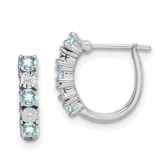 Sterling Silver Rhodium-plated Aquamarine u0026 Diamond Earrings