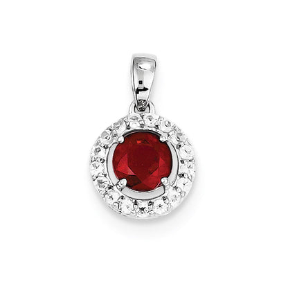 Sterling Silver Rhodium Plated White Topaz u0026 Glass Filled Ruby Pendant