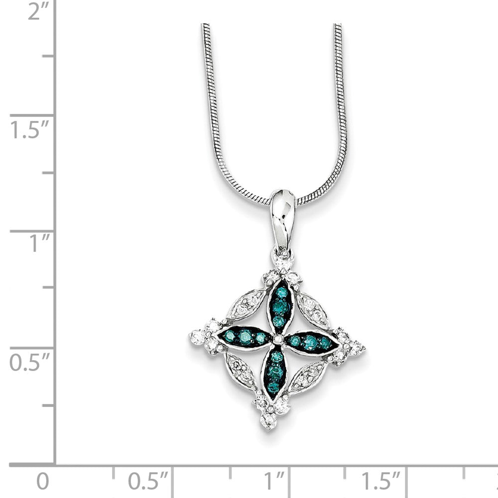 Sterling Silver White u0026 Blue Diamond Pendant