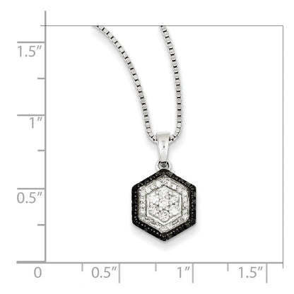 Sterling Silver White u0026 Black Cluster Diamond Pendant
