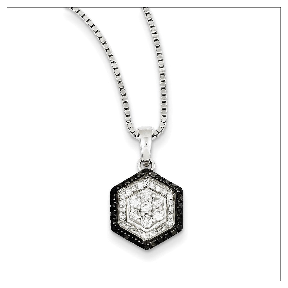 Sterling Silver White u0026 Black Cluster Diamond Pendant