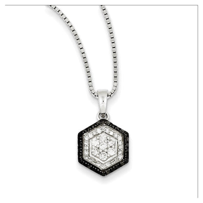 Sterling Silver White u0026 Black Cluster Diamond Pendant