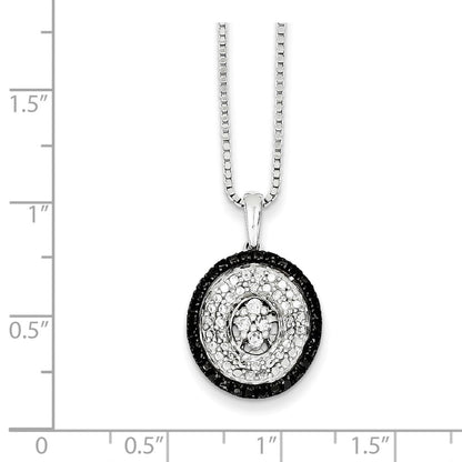 Sterling Silver White u0026 Black Cluster Diamond Pendant
