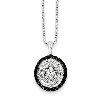 Sterling Silver White u0026 Black Cluster Diamond Pendant