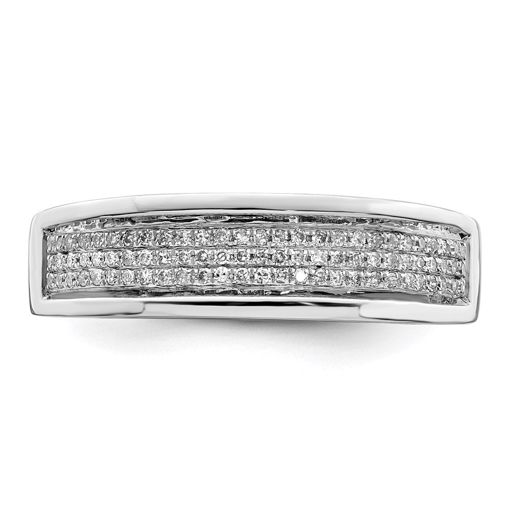 Sterling Silver Rhodium Plated Diamond Men's Band
