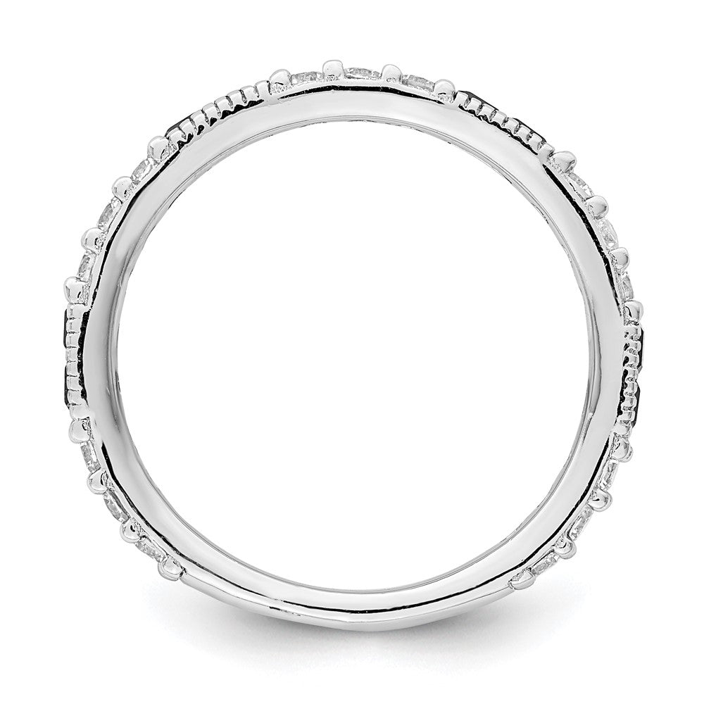 Sterling Silver Rhodium-plated Synthetic Blue Spinel u0026 CZ Ring