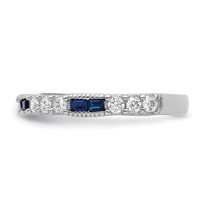 Sterling Silver Rhodium-plated Synthetic Blue Spinel u0026 CZ Ring