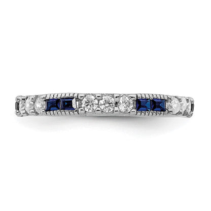 Sterling Silver Rhodium-plated Synthetic Blue Spinel u0026 CZ Ring