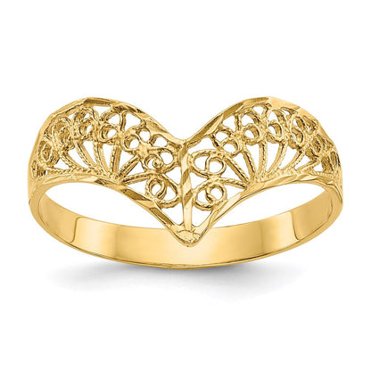 14K Yellow Gold Diamond-Cut Filigree Ring