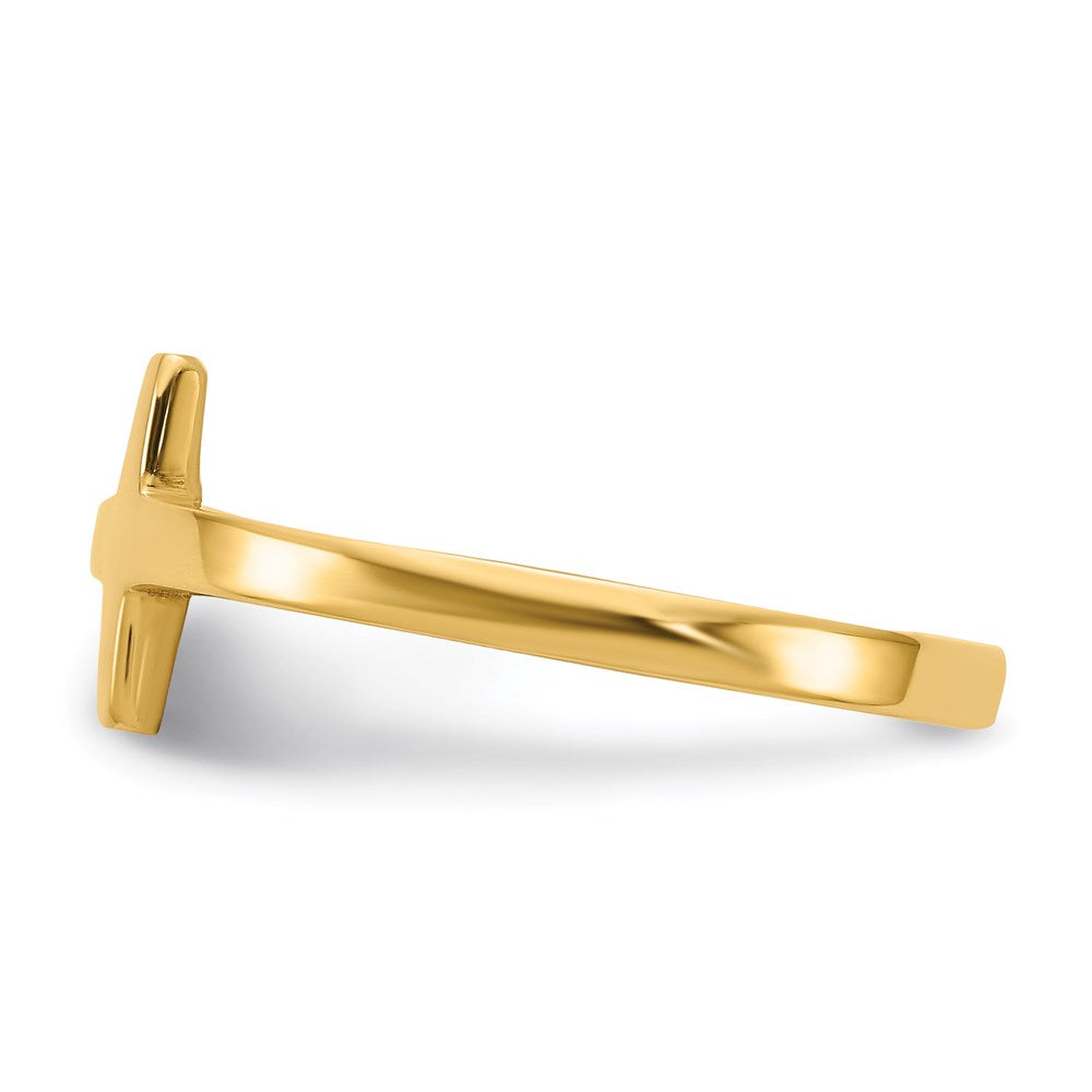 14K Yellow Gold Sideways Cross Ring