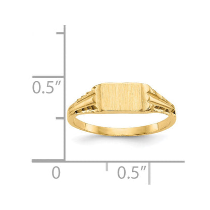 14K Yellow Gold Childs Diamond-Cut Signet Ring