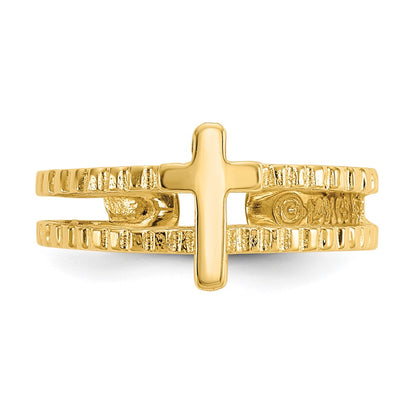 14k Yellow Gold Cross Toe Ring