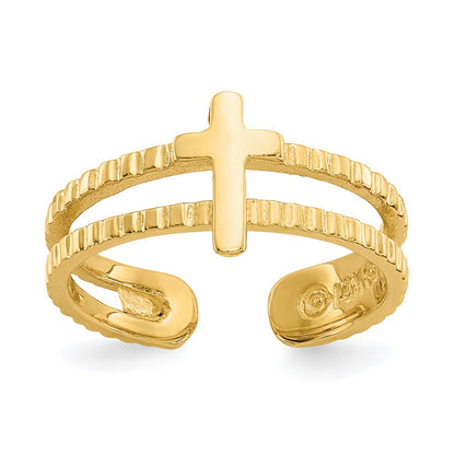 14k Yellow Gold Cross Toe Ring