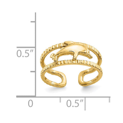 14k Yellow Gold Dolphin Toe Ring