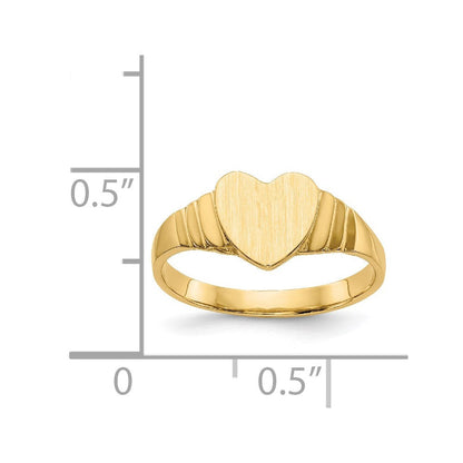 14k Yellow Gold Satin Baby Heart Signet Ring