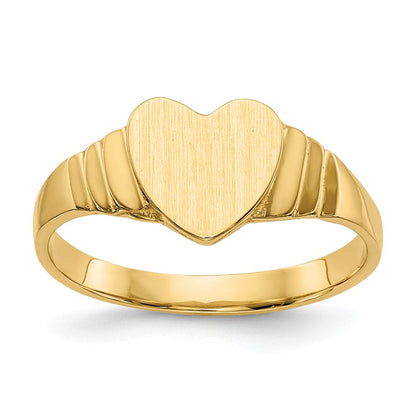 14k Yellow Gold Satin Baby Heart Signet Ring