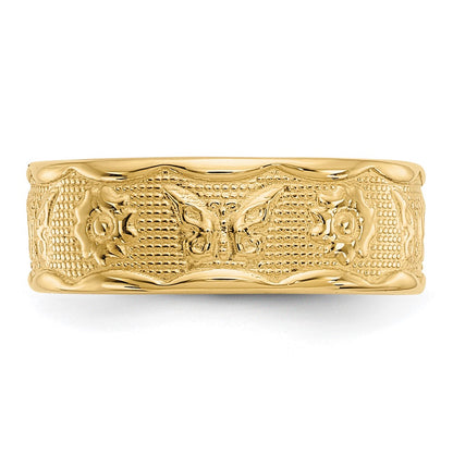 14k Yellow Gold Flower & Butterfly Toe Ring