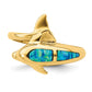 14k Yellow Gold Lab Created Opal Dolphin Ring