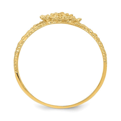 14K Yellow Gold Textired Sand Dollar Ring