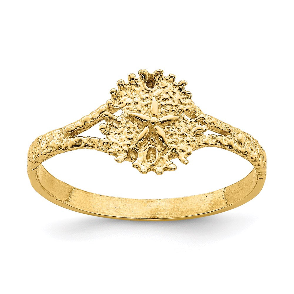 14K Yellow Gold Textired Sand Dollar Ring