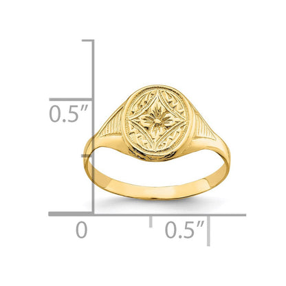 14k Yellow Gold Oval Star Diamond Center Baby Ring