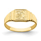 14k Yellow Gold Flower Engraved Square Baby Signet Ring
