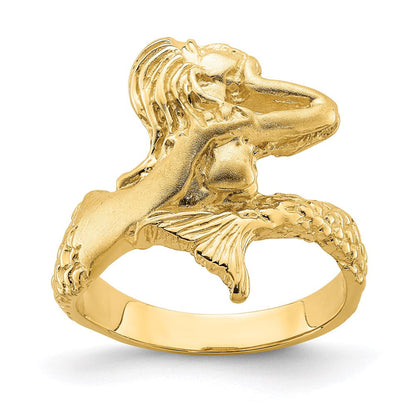 14K Yellow Gold Polished and Satin Mermaid Ring