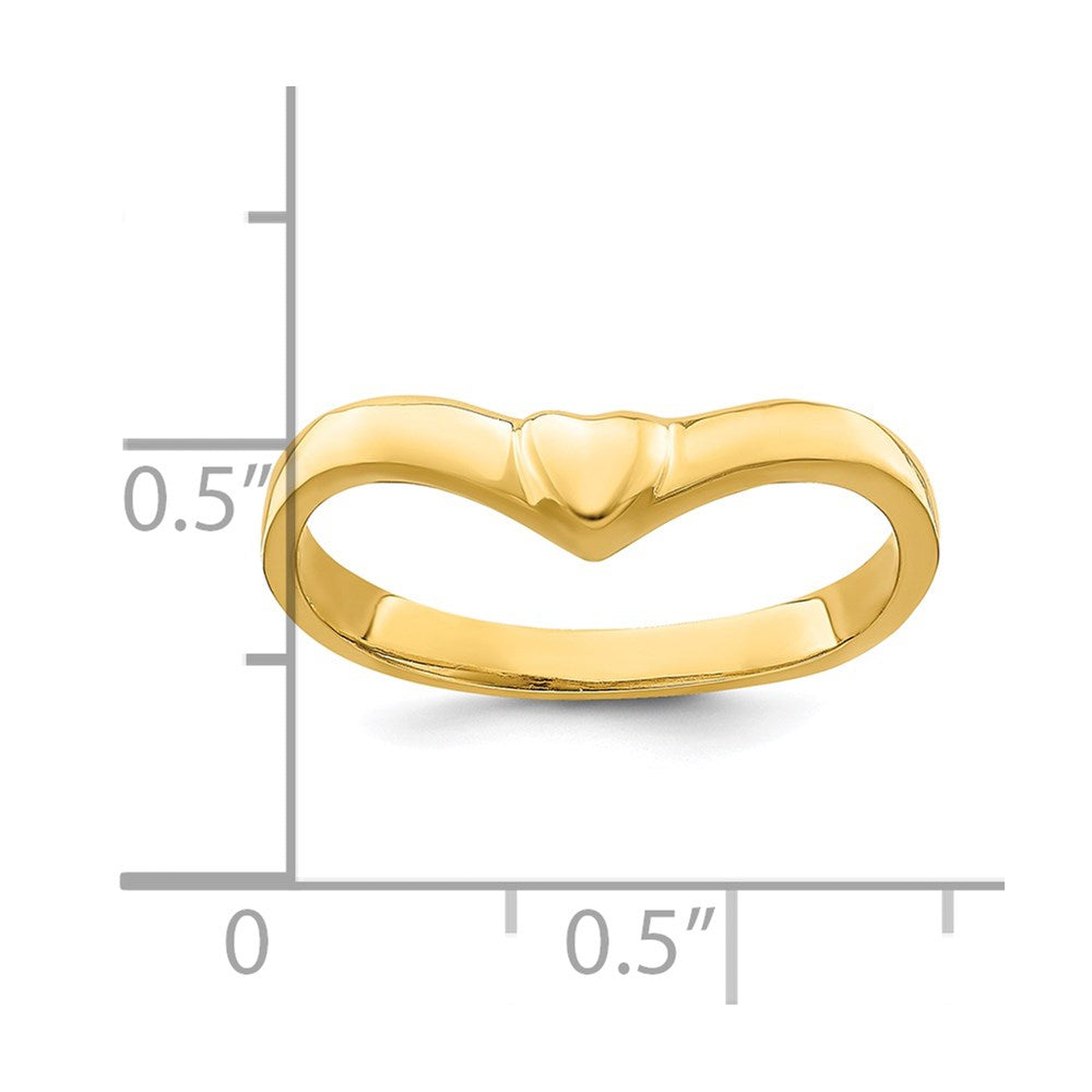 14K Yellow Gold V-Shape Polished Heart Ring