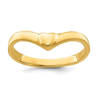 14K Yellow Gold V-Shape Polished Heart Ring