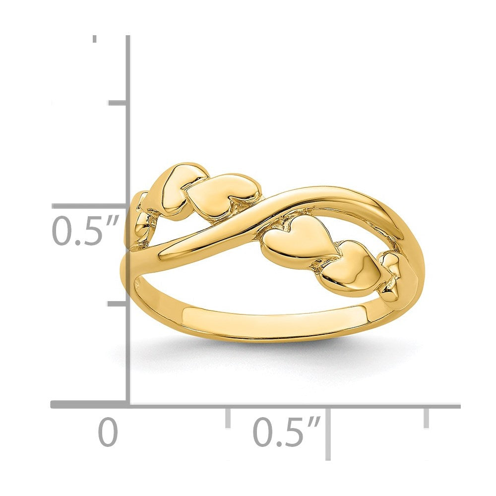 14K Yellow Gold Polished w/ X Design Heart Band