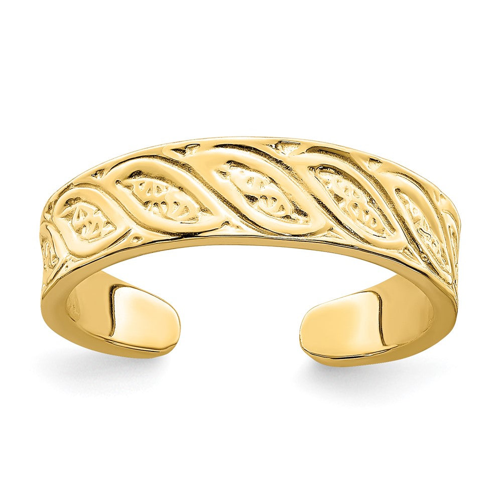 14k Yellow Gold Adjustable Leaf Design Toe Ring