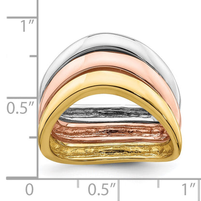14k Tri-color Gold Triple Wave Bands