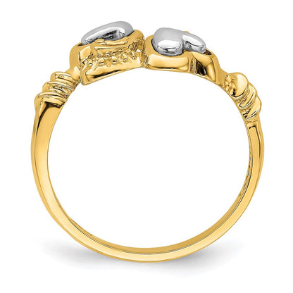 14k Two-Tone Gold Hearts w/ Swirl Design Ring