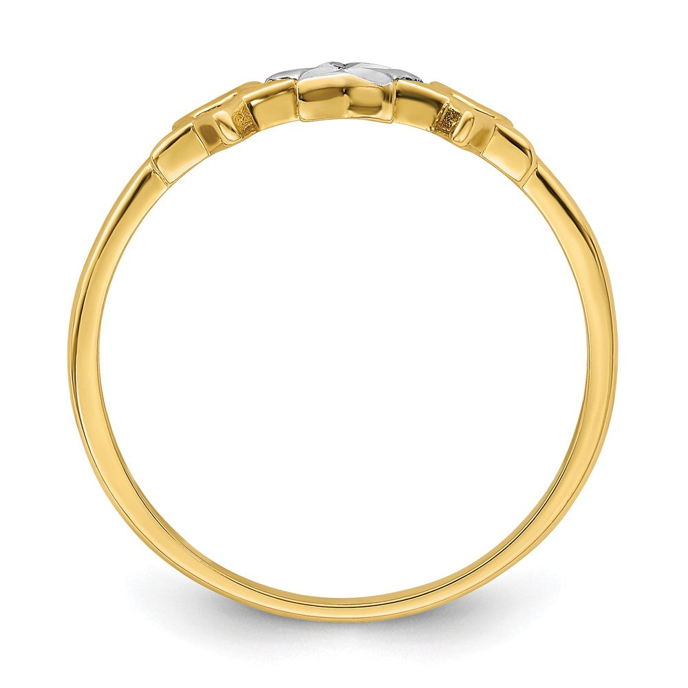 14k Yellow Gold w/Rhodium 3-star Ring