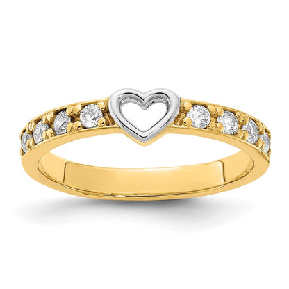 14k Yellow Gold u0026 White Rhodium CZ Heart Ring